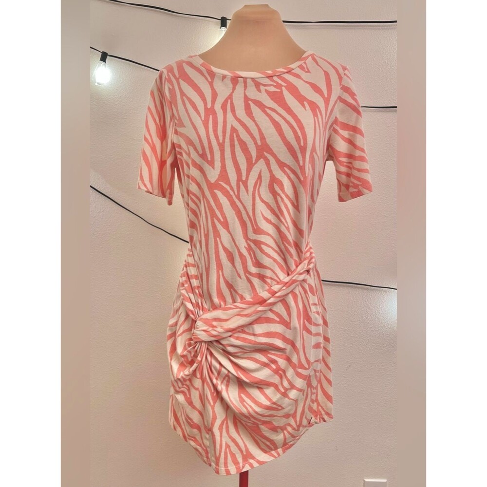 NWT n:PHILANTHROPY Coral Pink Zebra Knot Mini Tshirt Dress Resort Y2K Summer